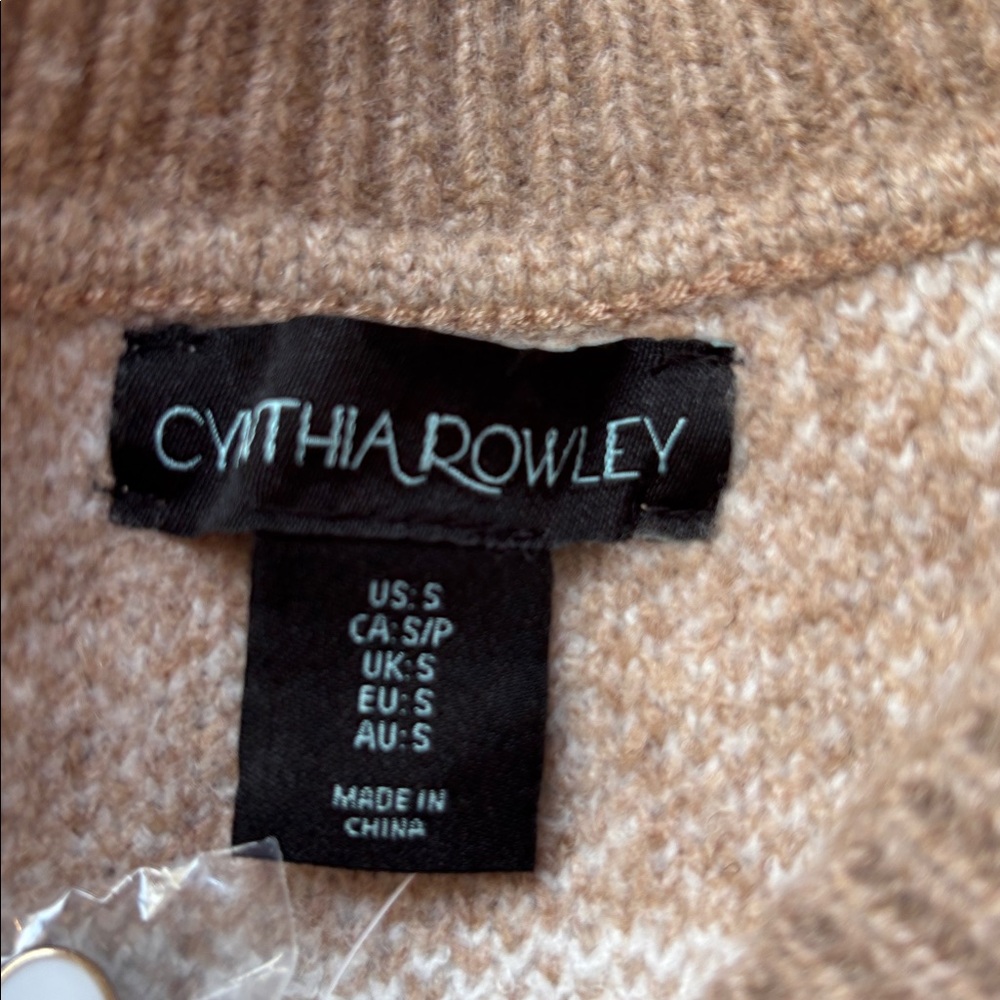 NWT Cynthia Rowley Heart Argyle Patterned Camel Brown Sweater - S - Picture 5 of 7